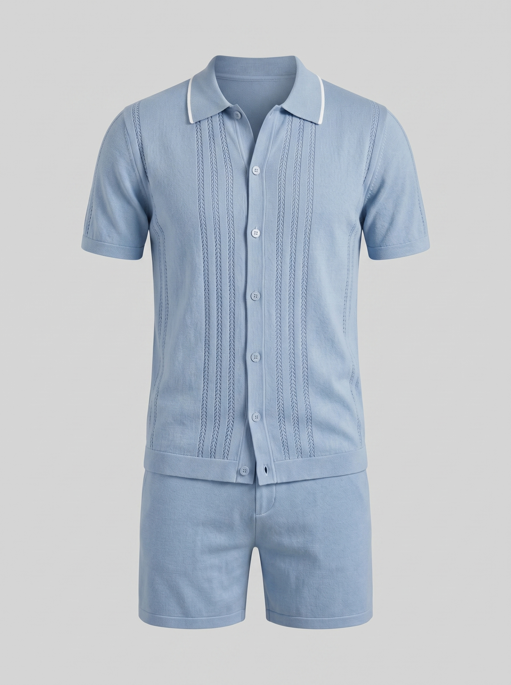 Men's Knit Polo Shirt Shorts Co-ord Set Summer