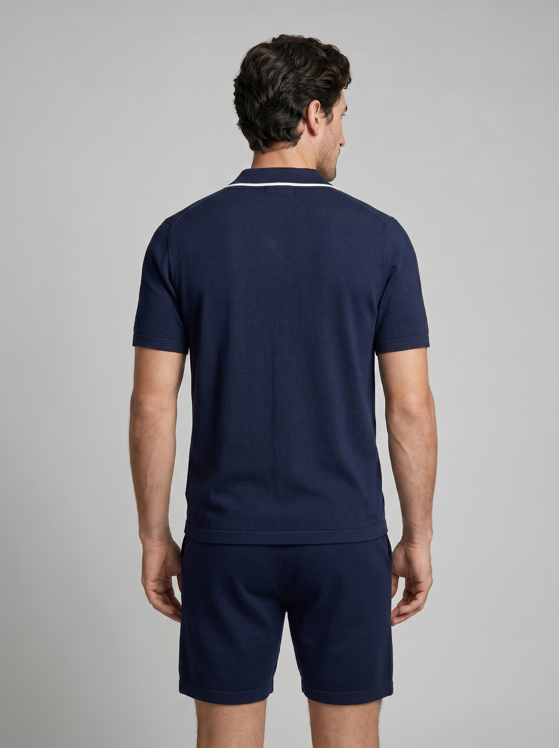 Men's Knit Polo Shirt Shorts Co-ord Set Summer