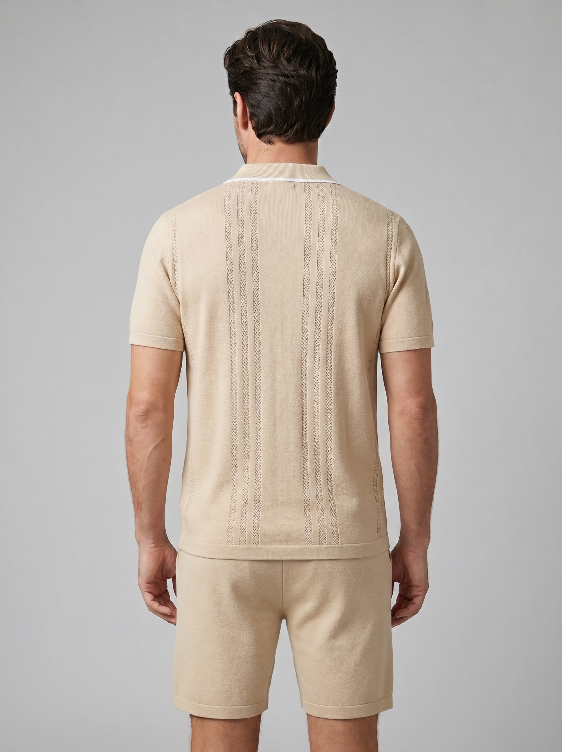 Men's Knit Polo Shirt Shorts Co-ord Set Summer