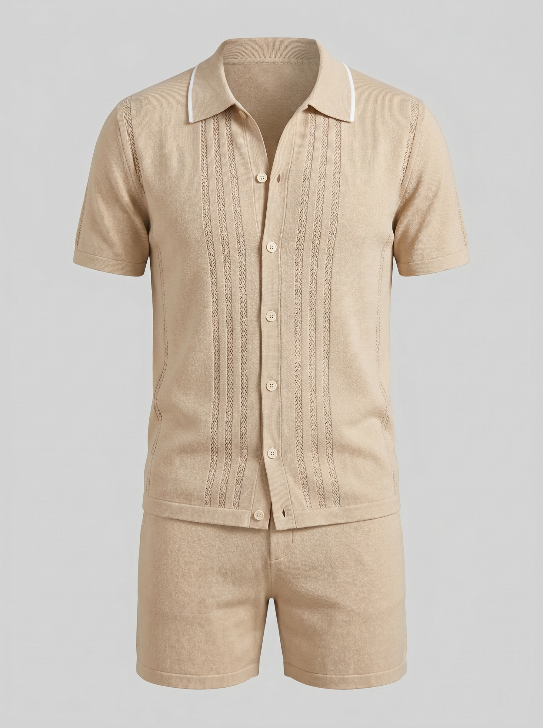 Men's Knit Polo Shirt Shorts Co-ord Set Summer