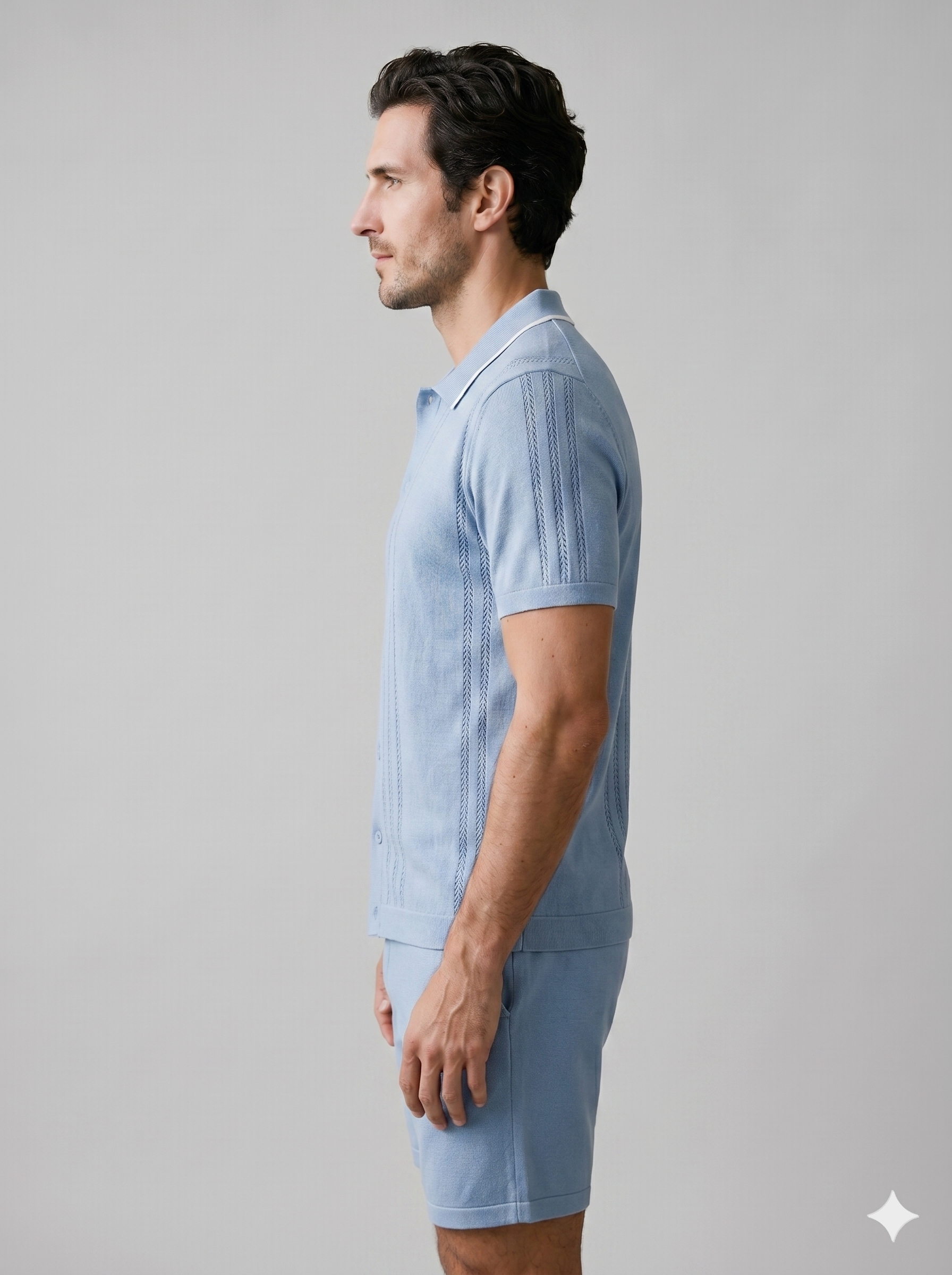 Men's Knit Polo Shirt Shorts Co-ord Set Summer