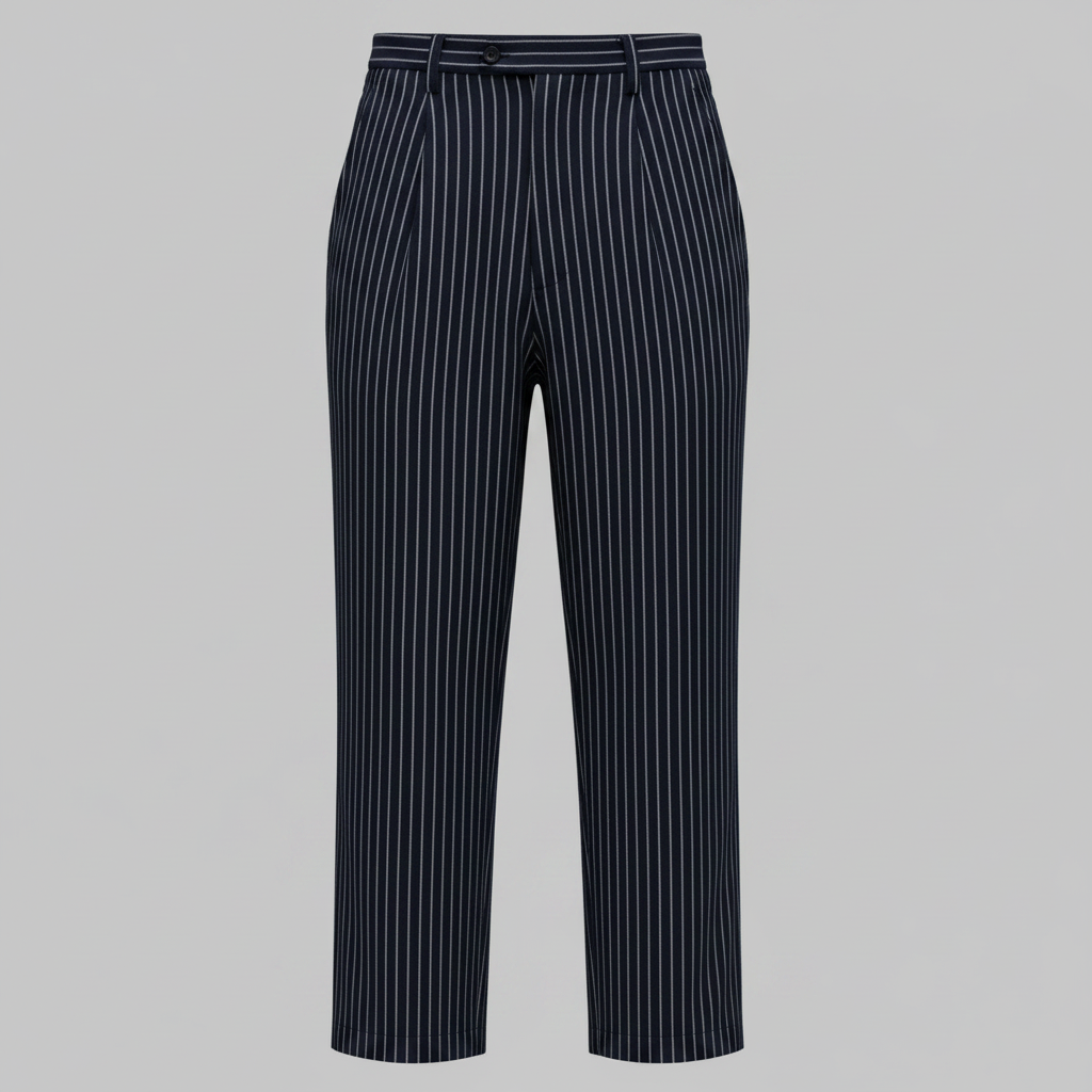 Men's Pinstripe Wide Leg Drawstring Trousers Summer