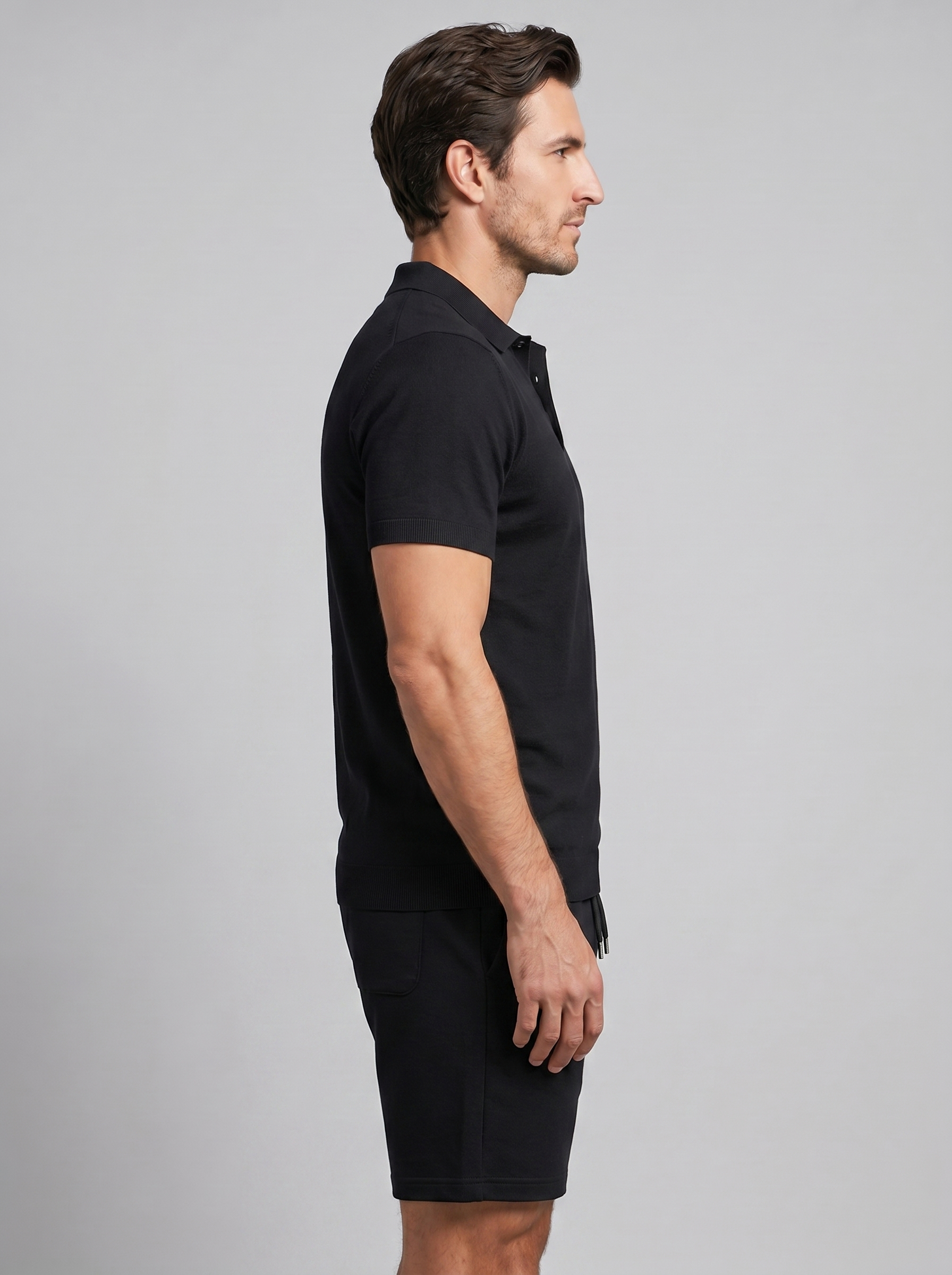 Men's Textured Polo Shirt Shorts Co-ord Set Summer