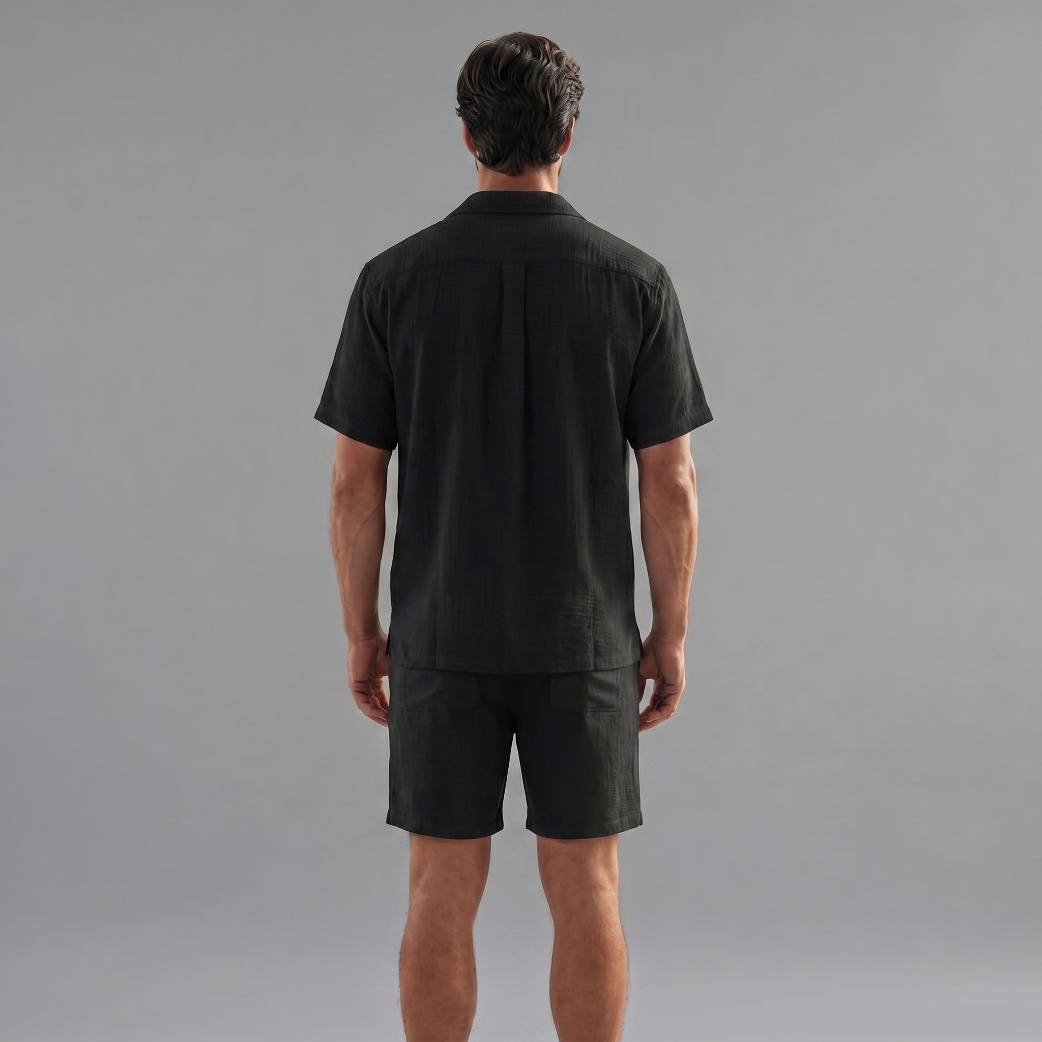 Men's Linen Camp Collar Shirt Shorts Co-ord Set Summer