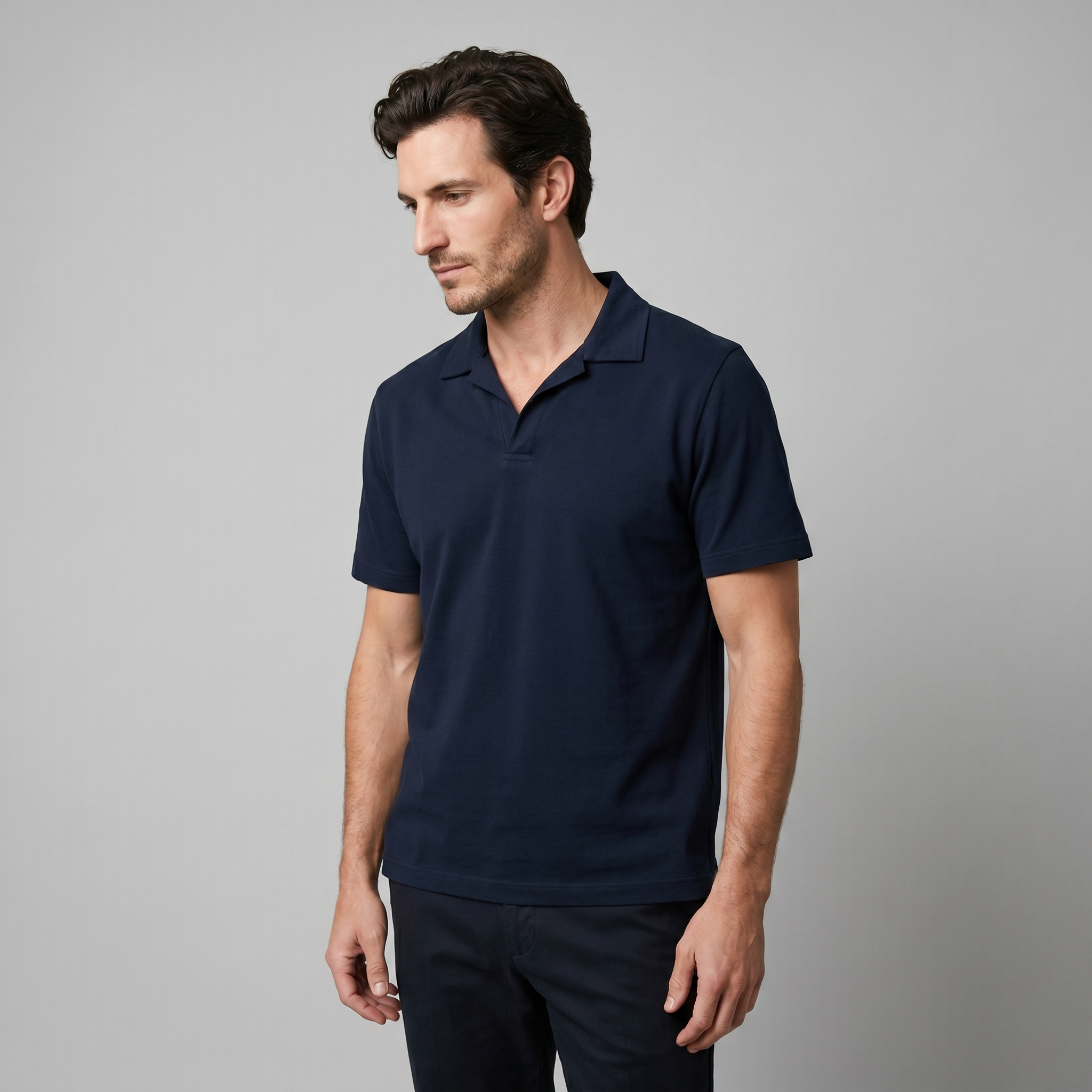 Men's Open Collar Polo Shirt Short Sleeve Summer