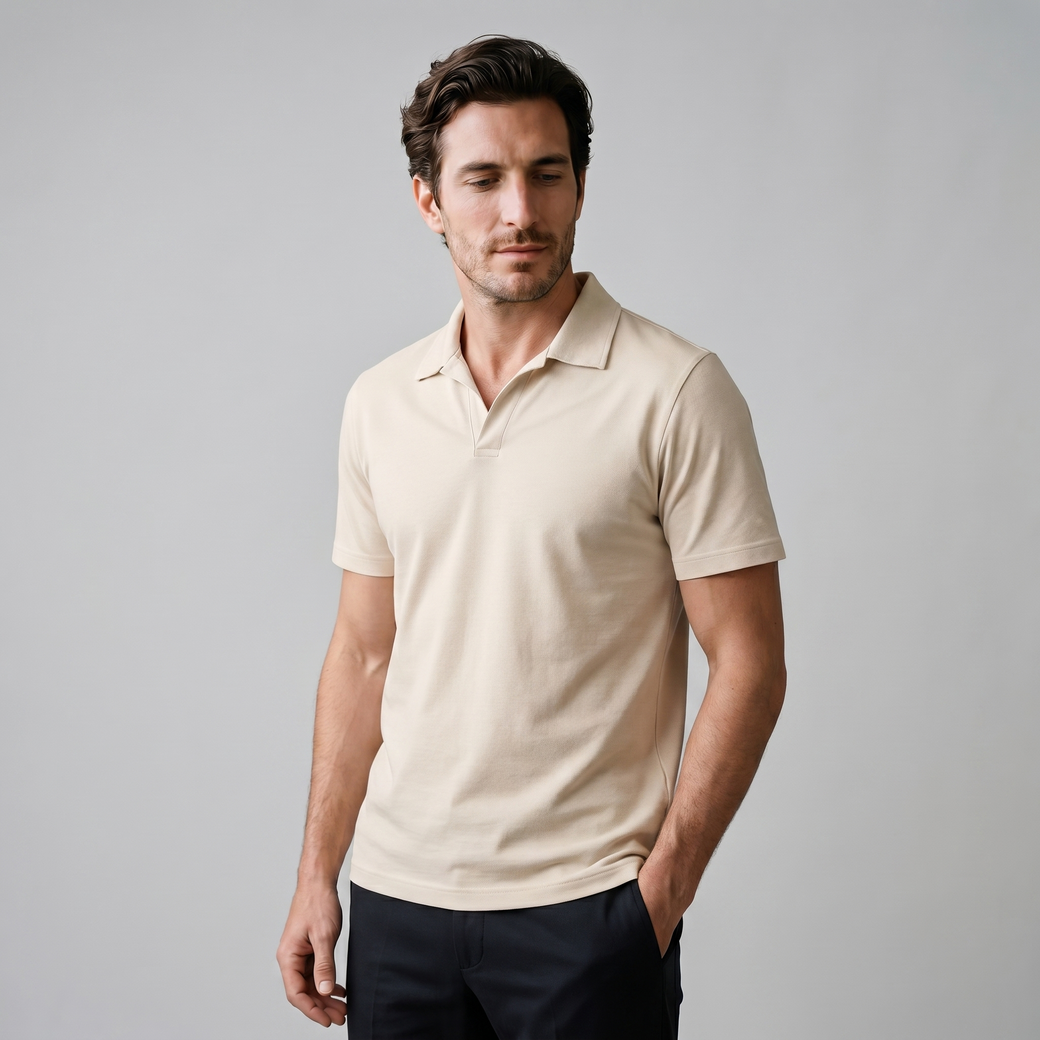 Men's Open Collar Polo Shirt Short Sleeve Summer