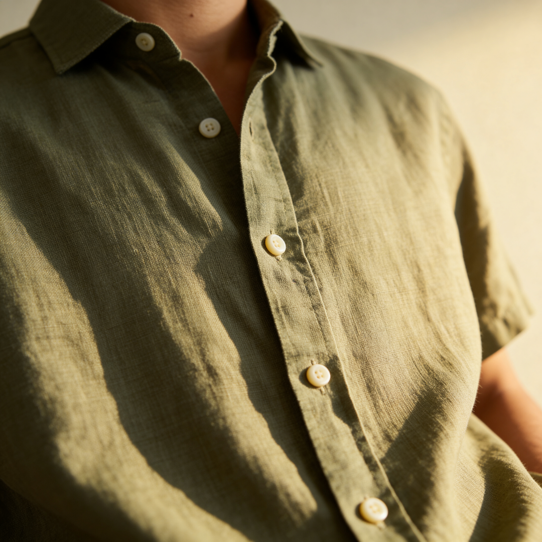 Men's Linen Short Sleeve Shirt Summer Holiday