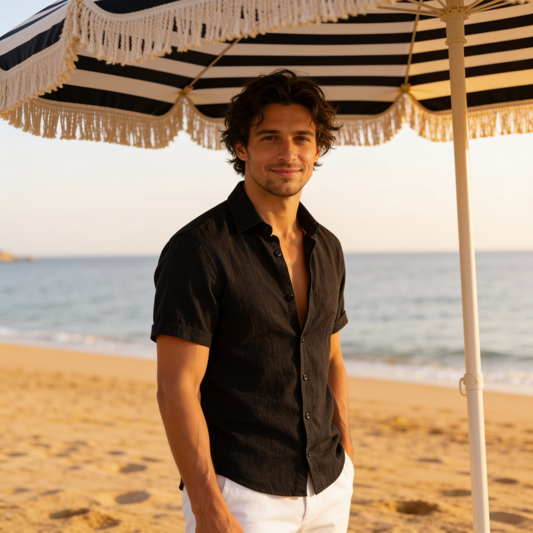 Men's Linen Short Sleeve Shirt Summer Holiday