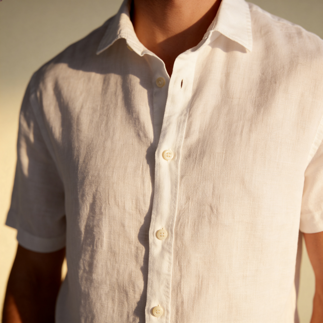 Men's Linen Short Sleeve Shirt Summer Holiday