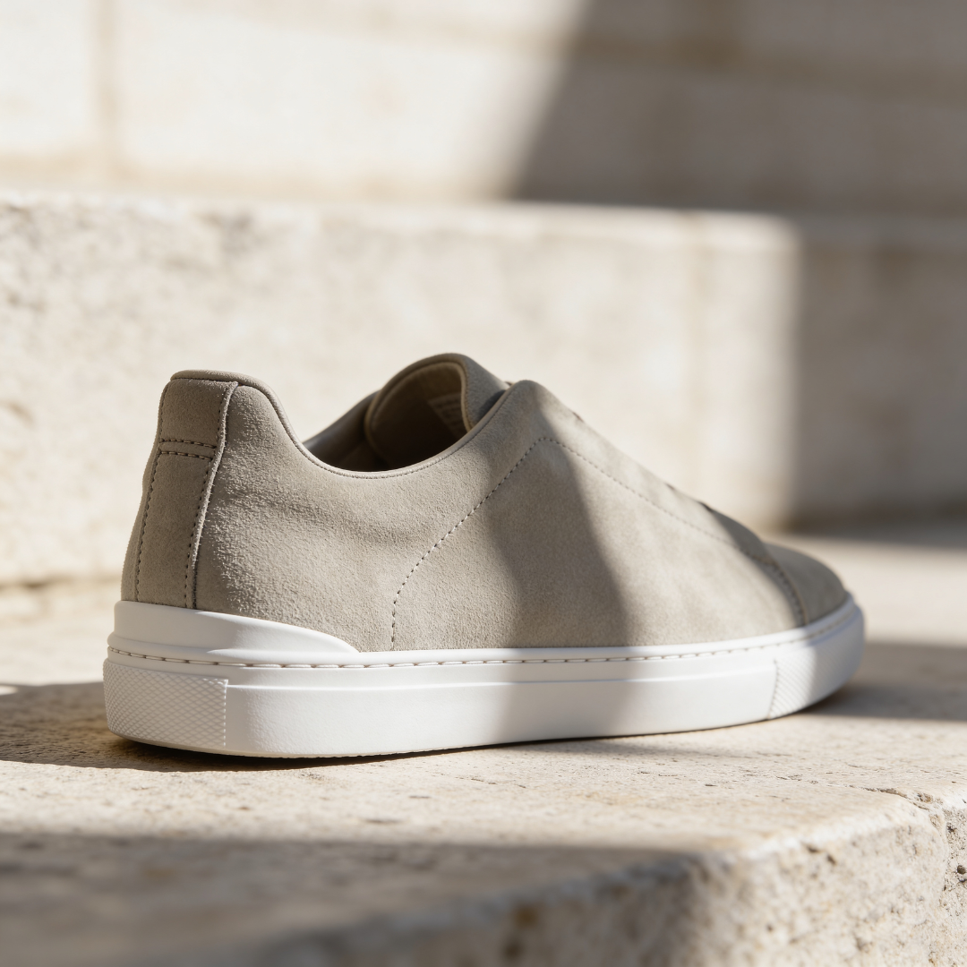 Men's Suede Slip On Trainers Elastic Strap Smart Casual