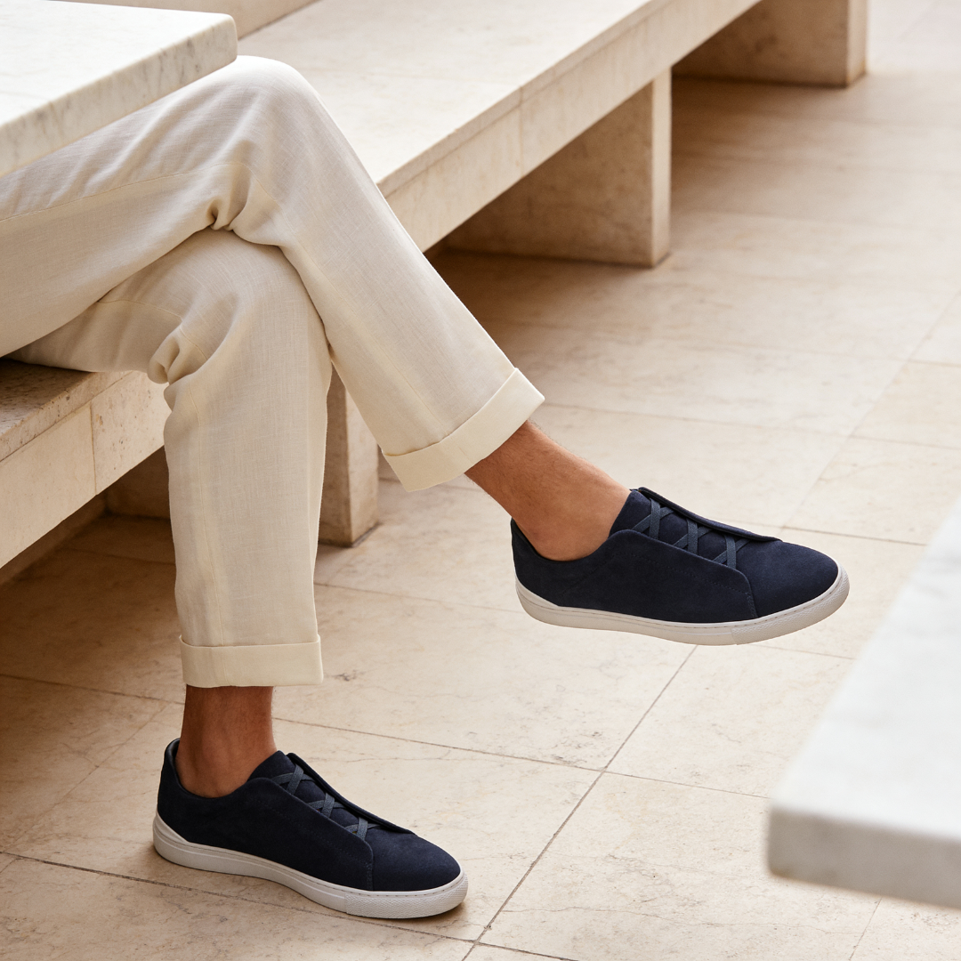 Men's Suede Slip On Trainers Elastic Strap Smart Casual