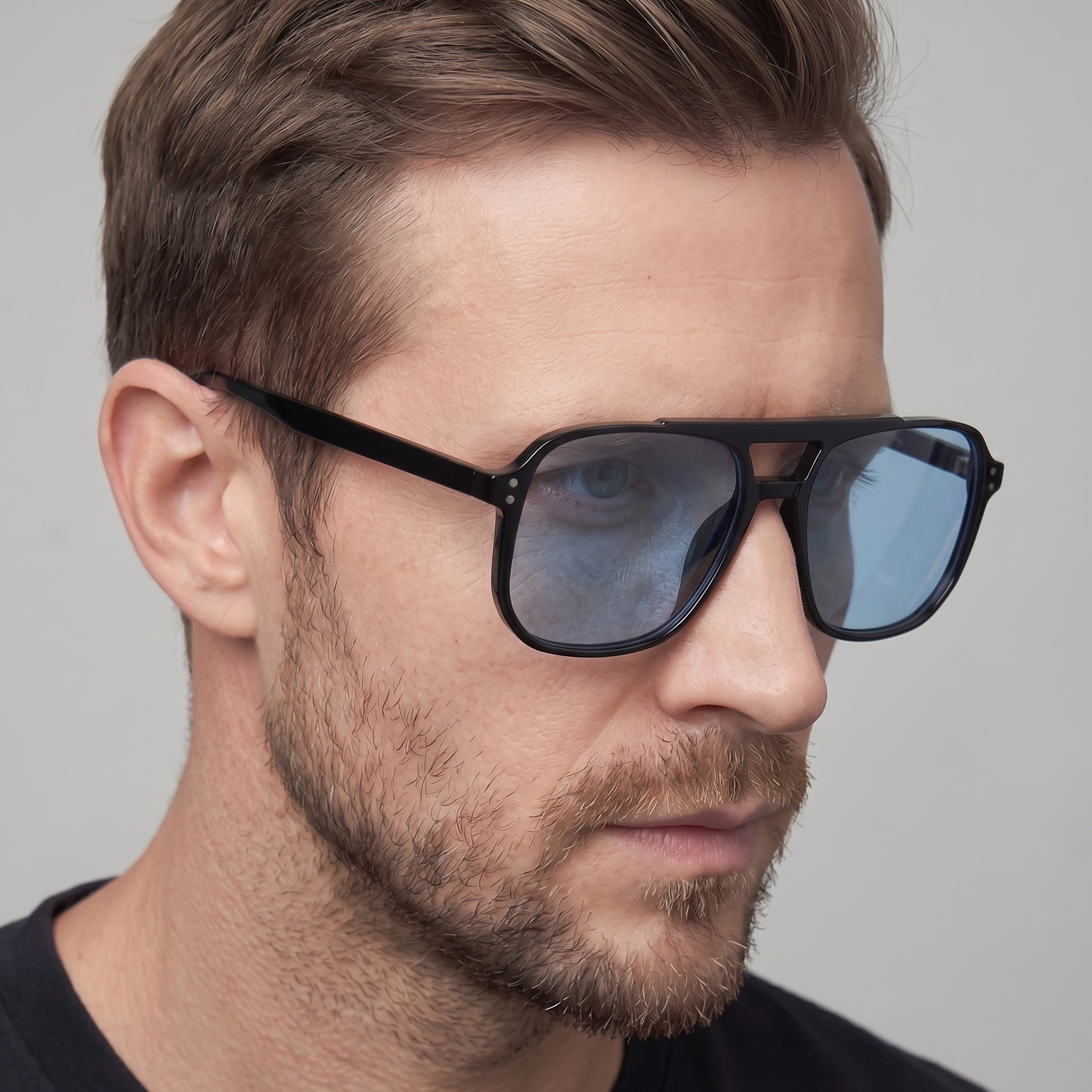 Men's Oversized Square Flat Top Sunglasses Tinted Lens