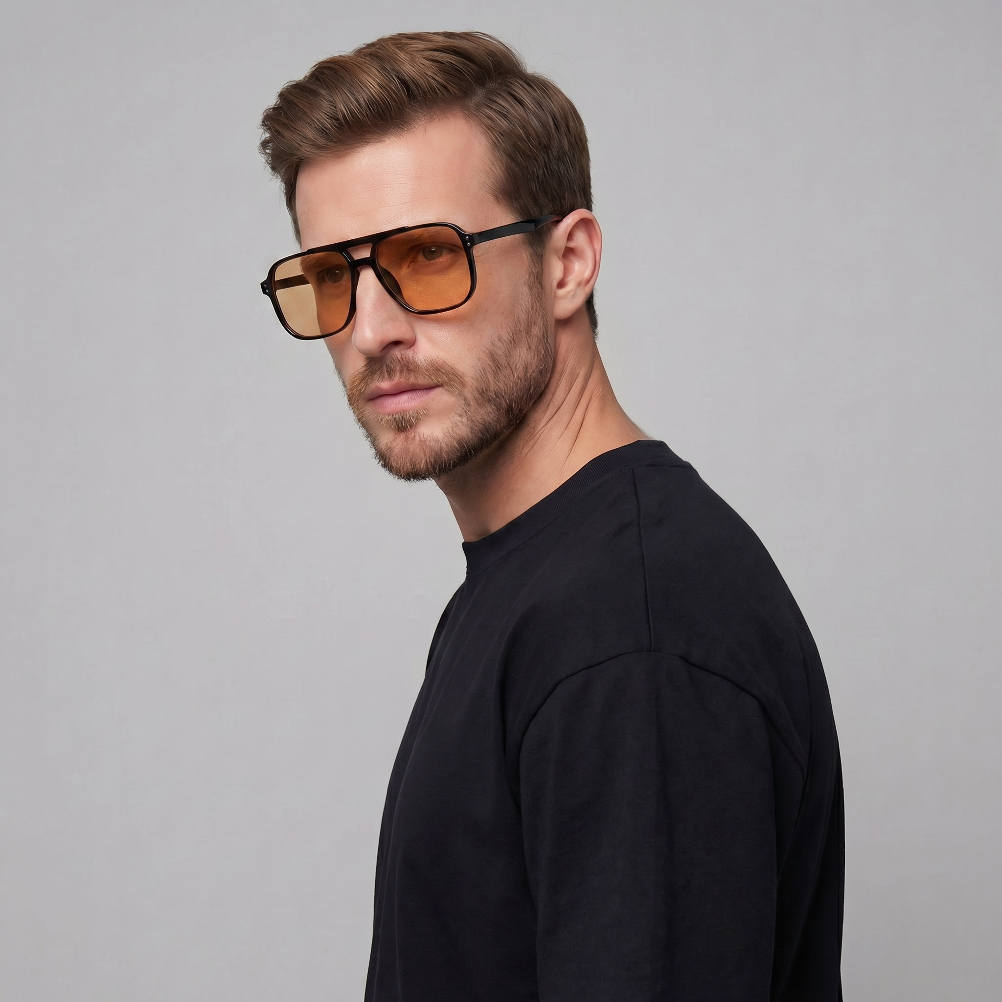 Men's Oversized Square Flat Top Sunglasses Tinted Lens