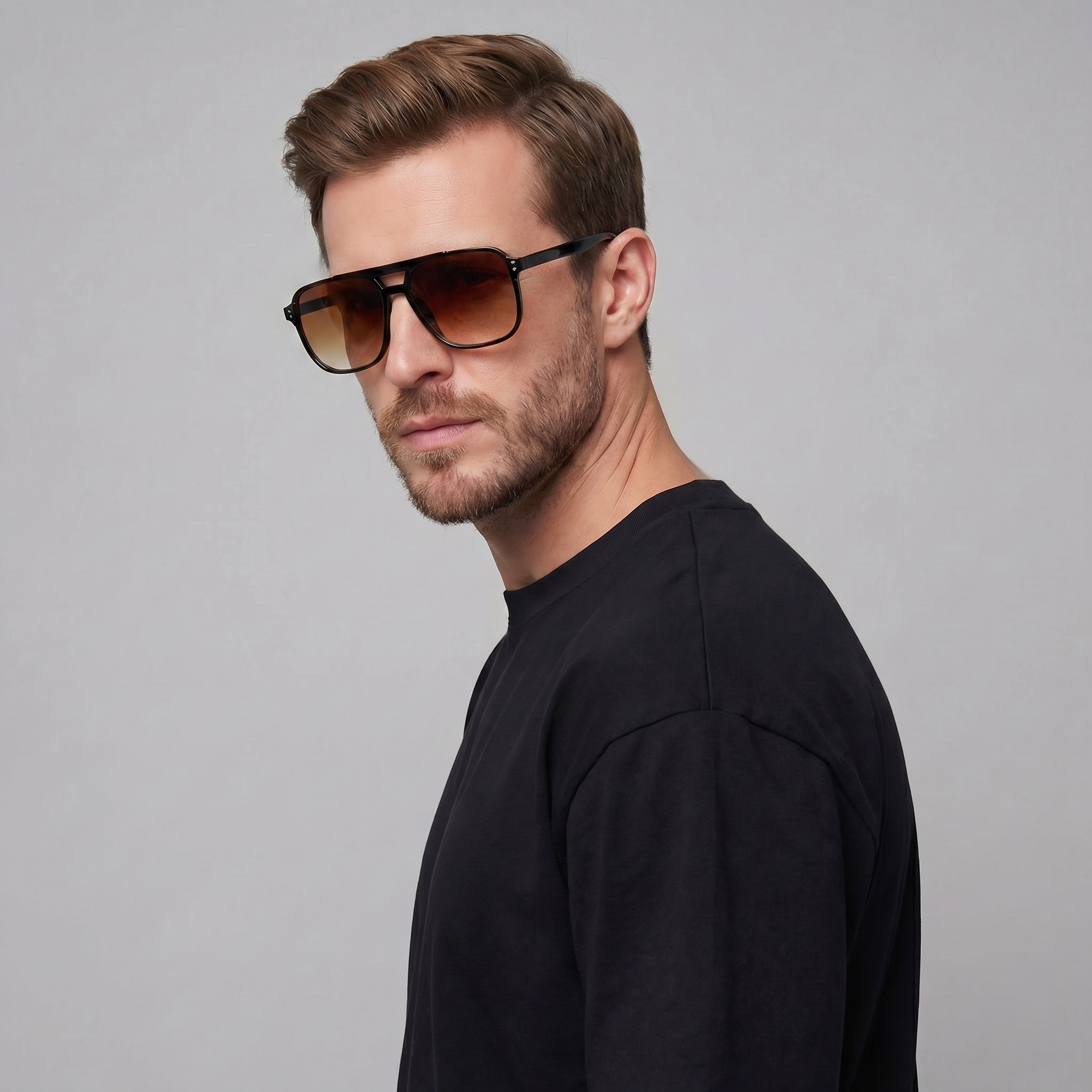 Men's Oversized Square Flat Top Sunglasses Tinted Lens