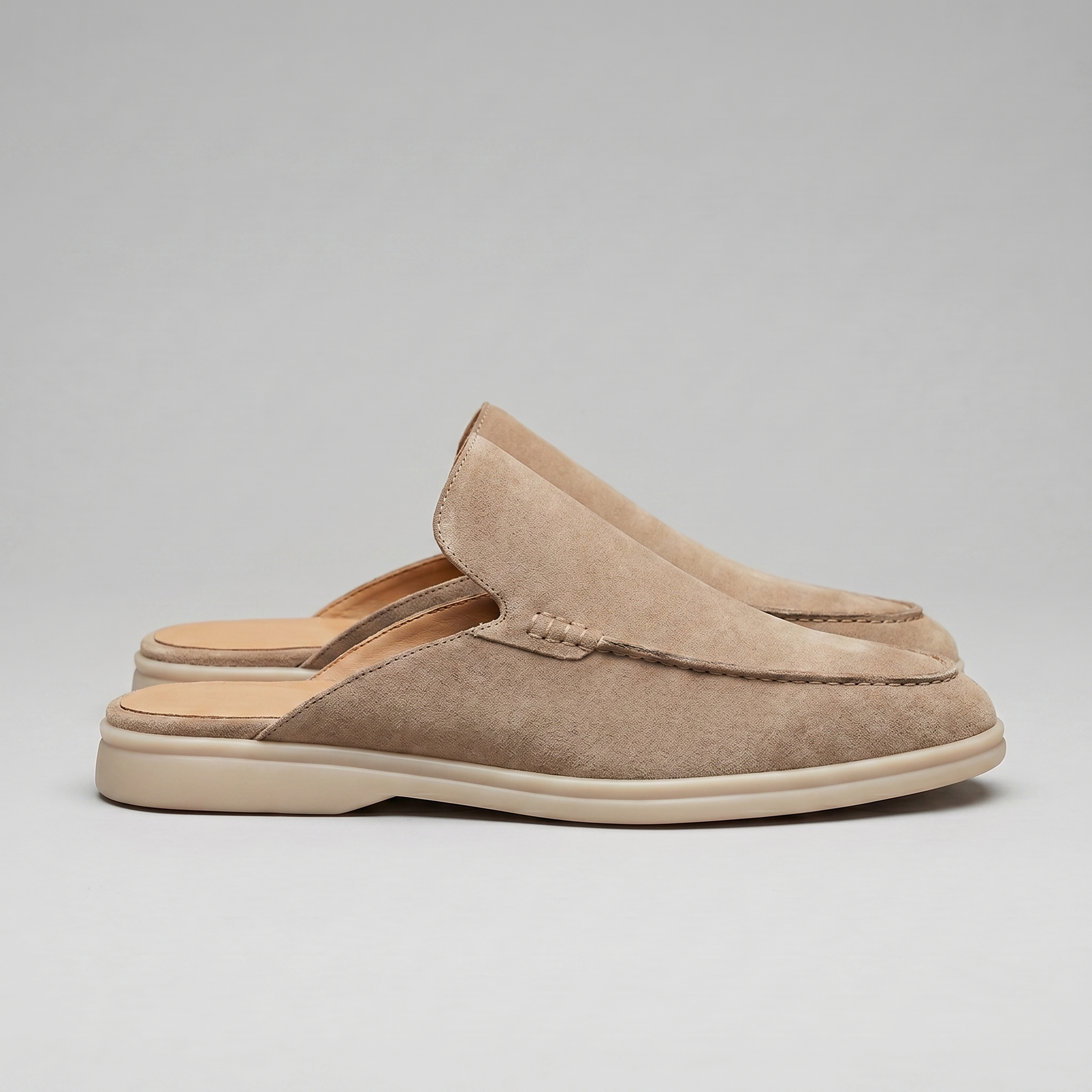 Men's Suede Backless Loafer Mules Slip On Casual Shoes
