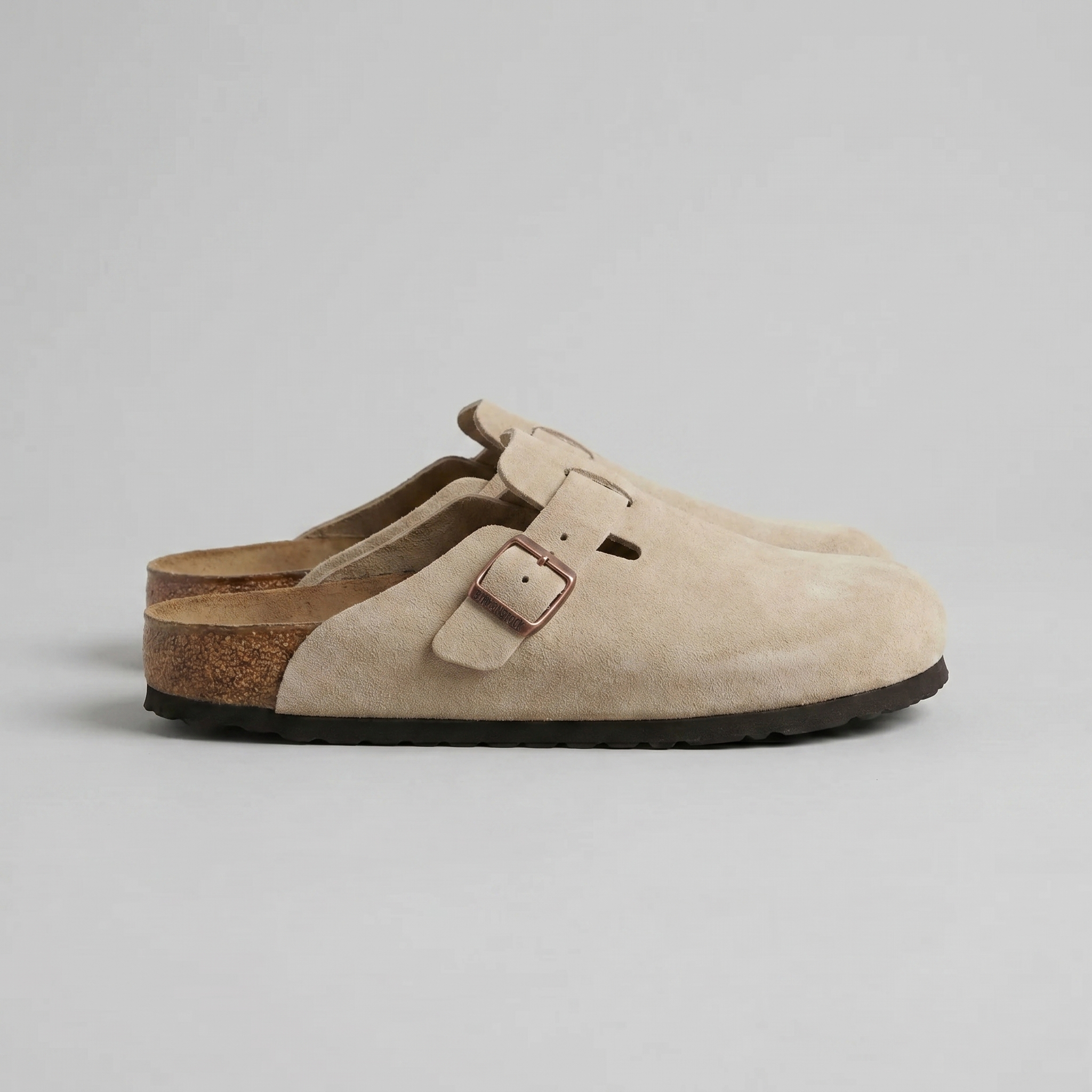 Men's Suede Buckle Strap Closed Toe Mules Summer
