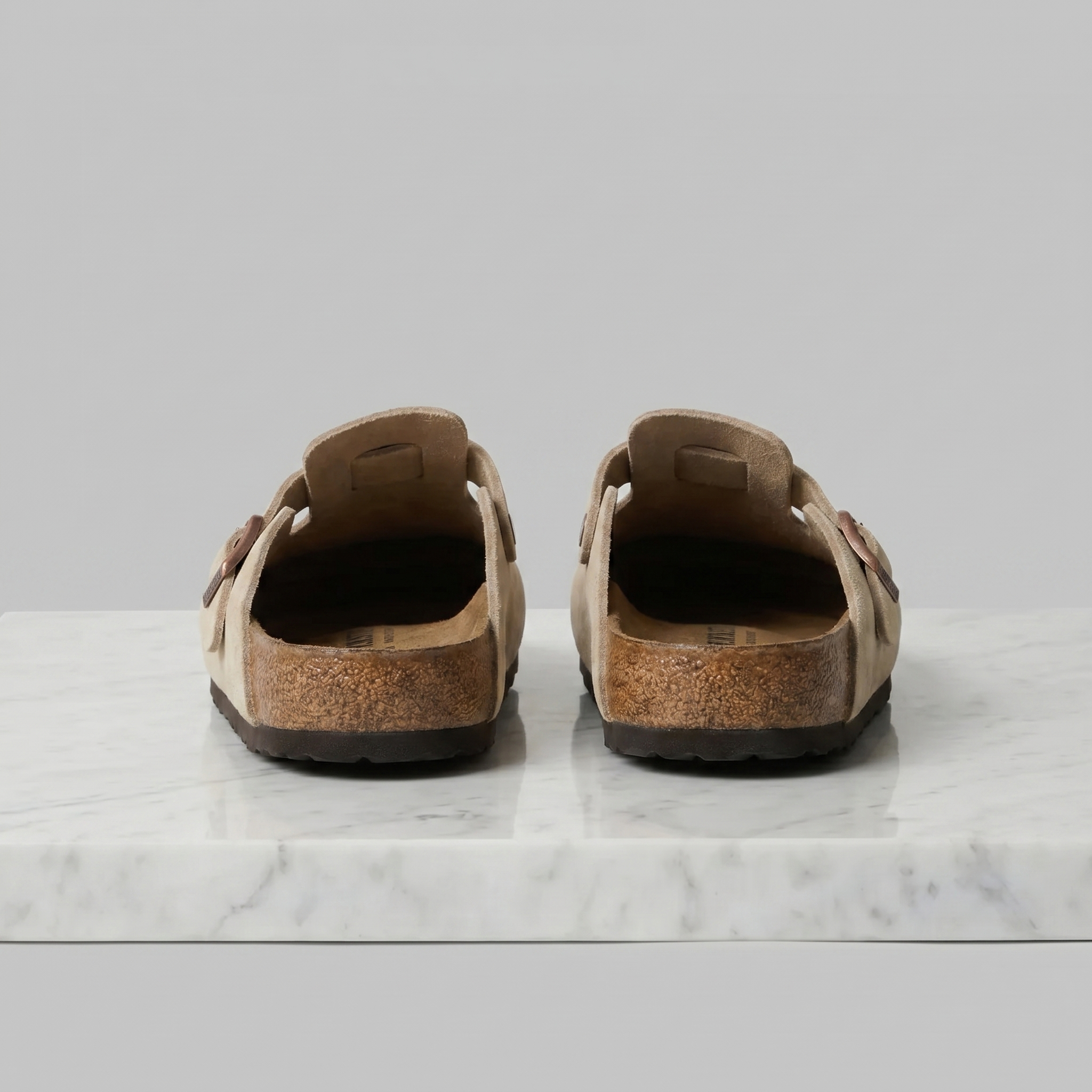 Men's Suede Buckle Strap Closed Toe Mules Summer