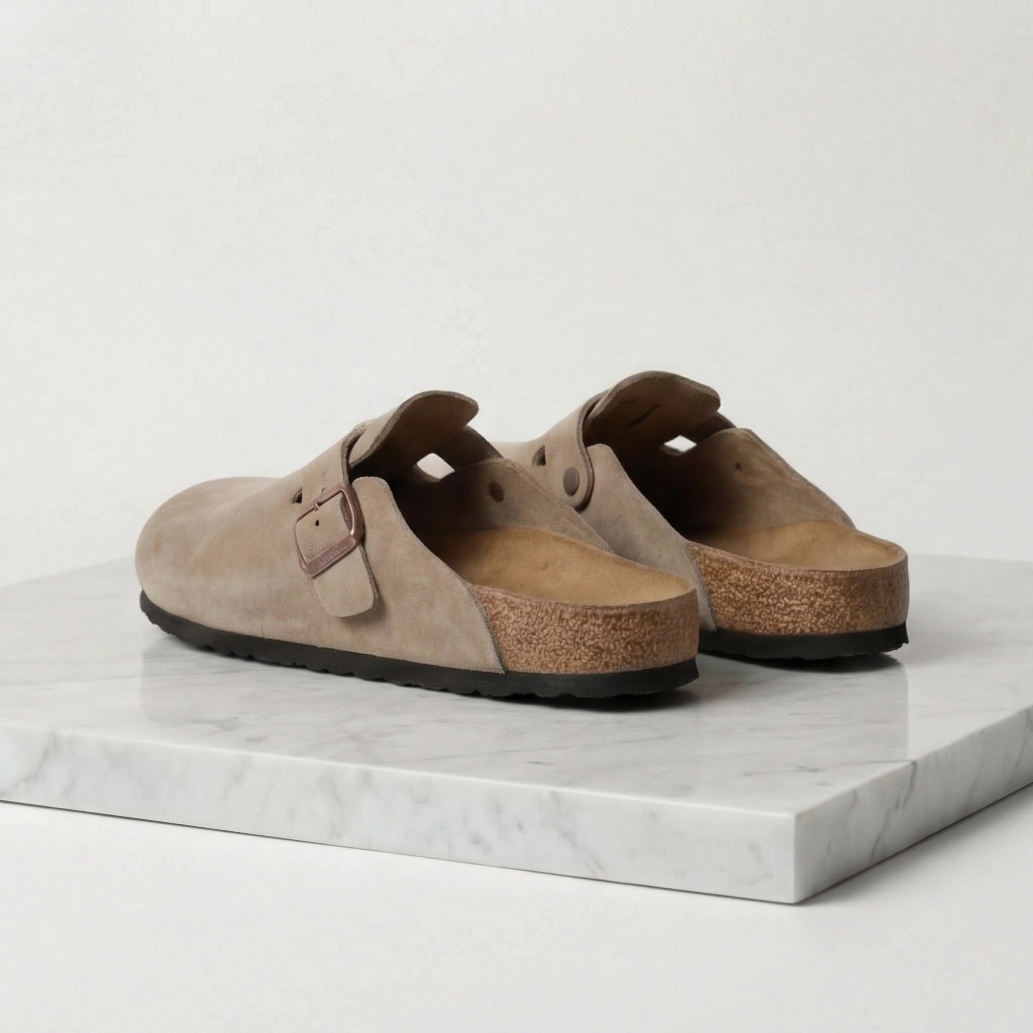 Men's Suede Buckle Strap Closed Toe Mules Summer