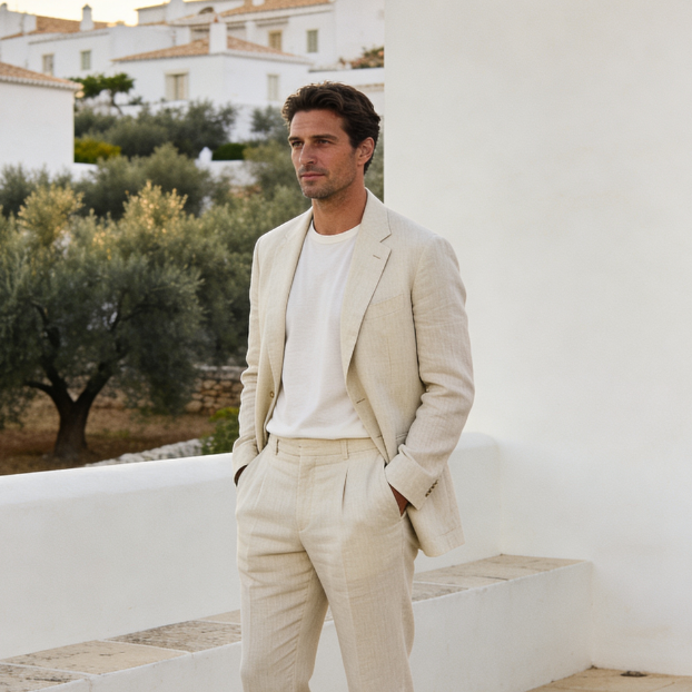 Men's Linen Blazer Relaxed Fit Smart Casual Summer