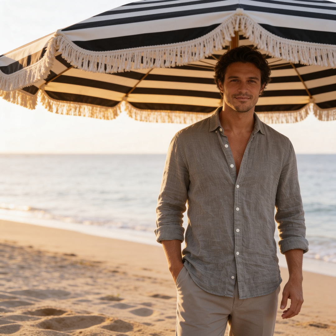 Men's Linen Long Sleeve Shirt Summer Holiday