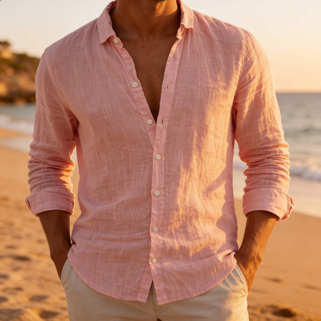 Men's Linen Long Sleeve Shirt Summer Holiday