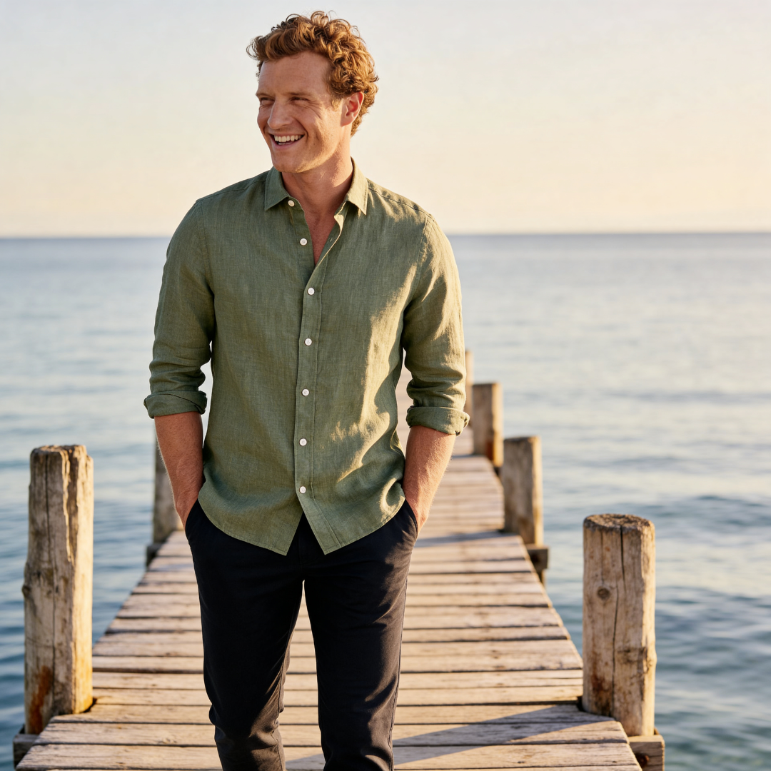 Men's Linen Long Sleeve Shirt Summer Holiday