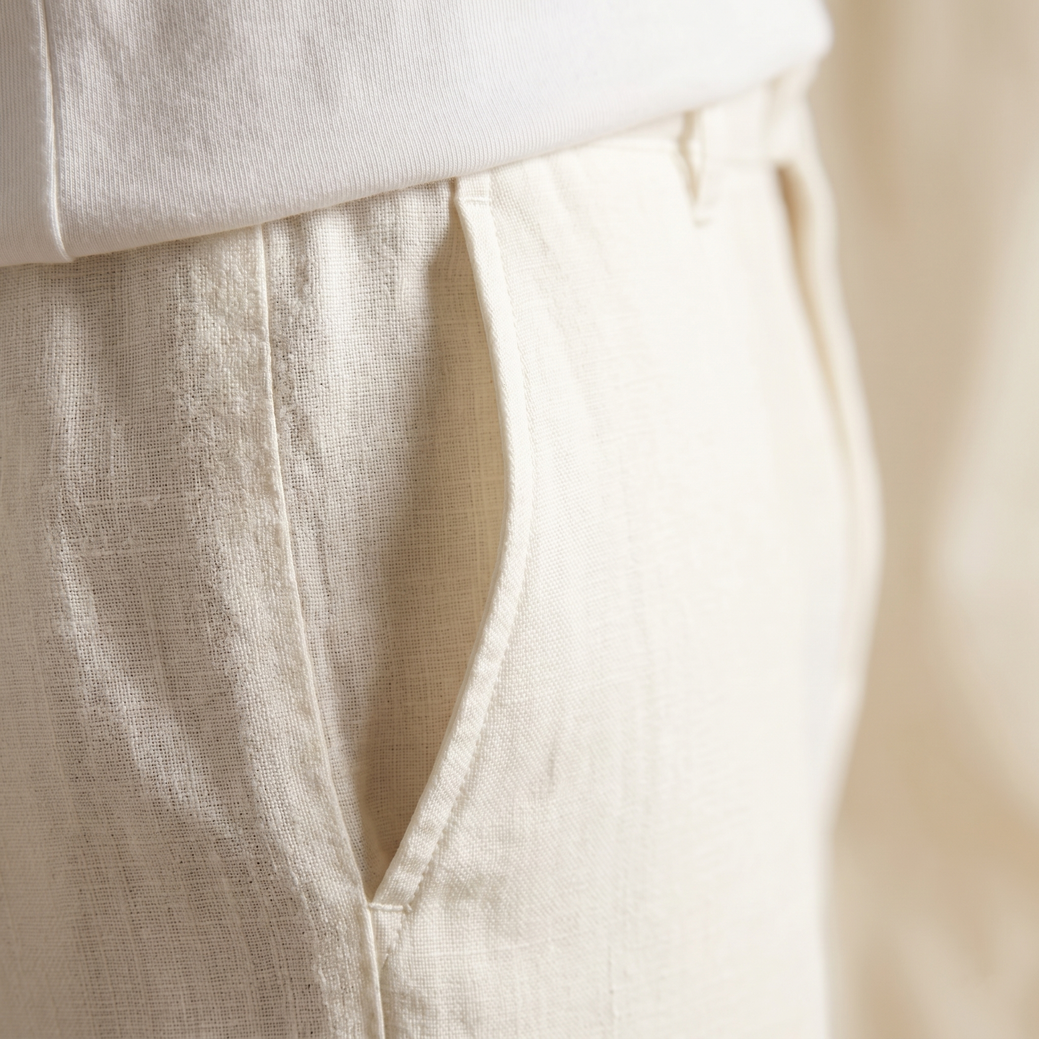 Men's Linen Trousers Elasticated Waist Casual Summer