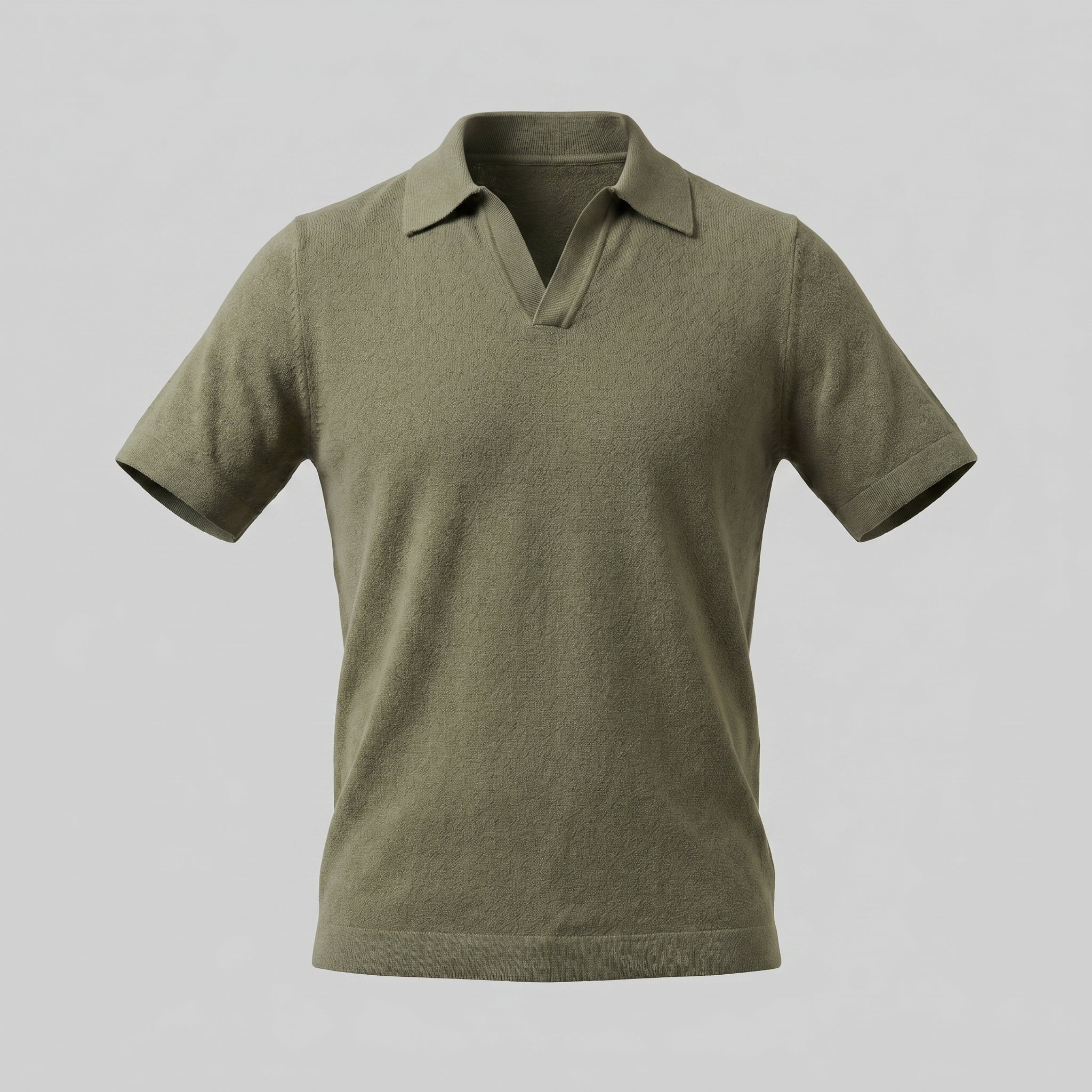 Men's V-Neck Knit Polo Shirt Short Sleeve Summer