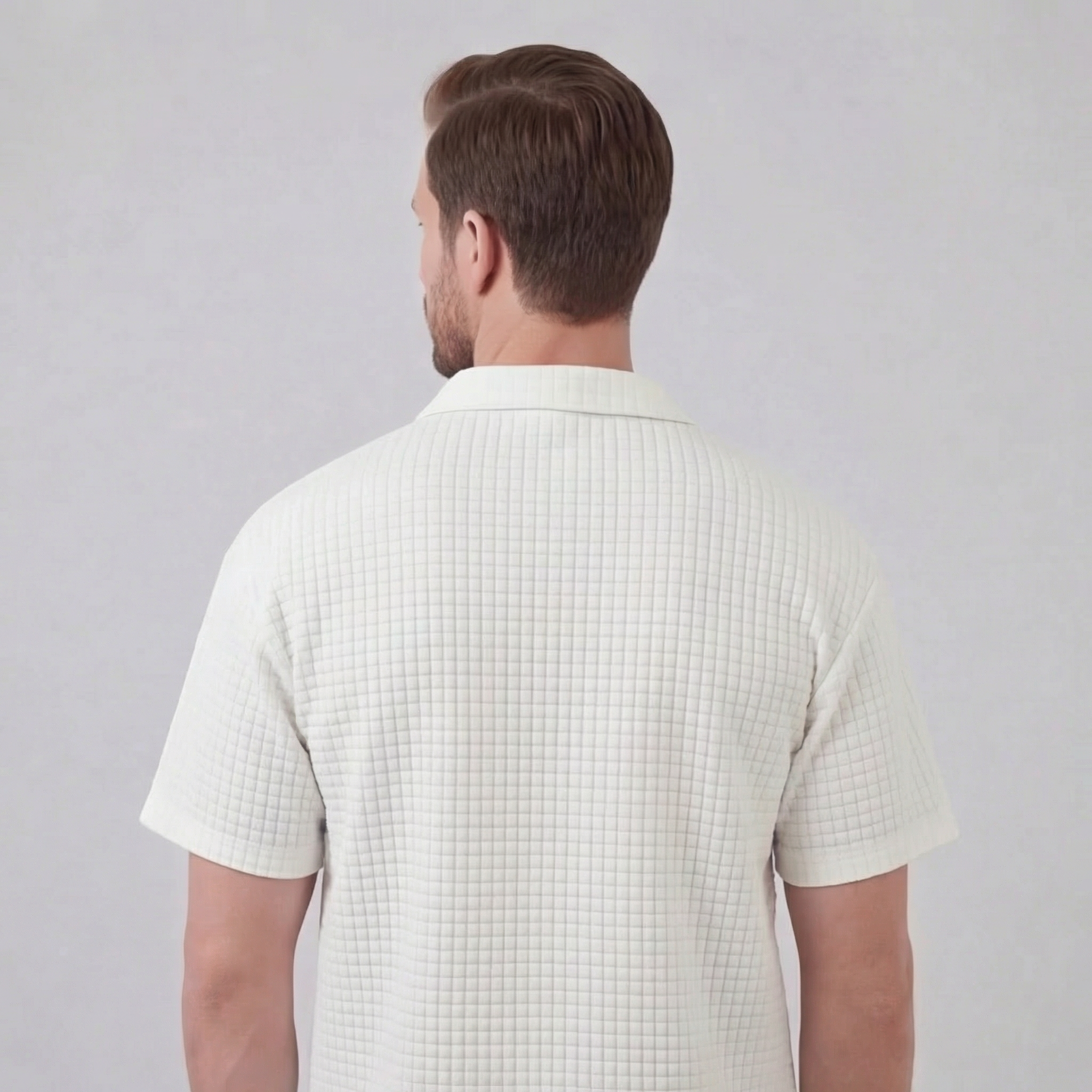Men's Waffle Texture Zip Polo Shirt Shorts Co-ord Set Summer