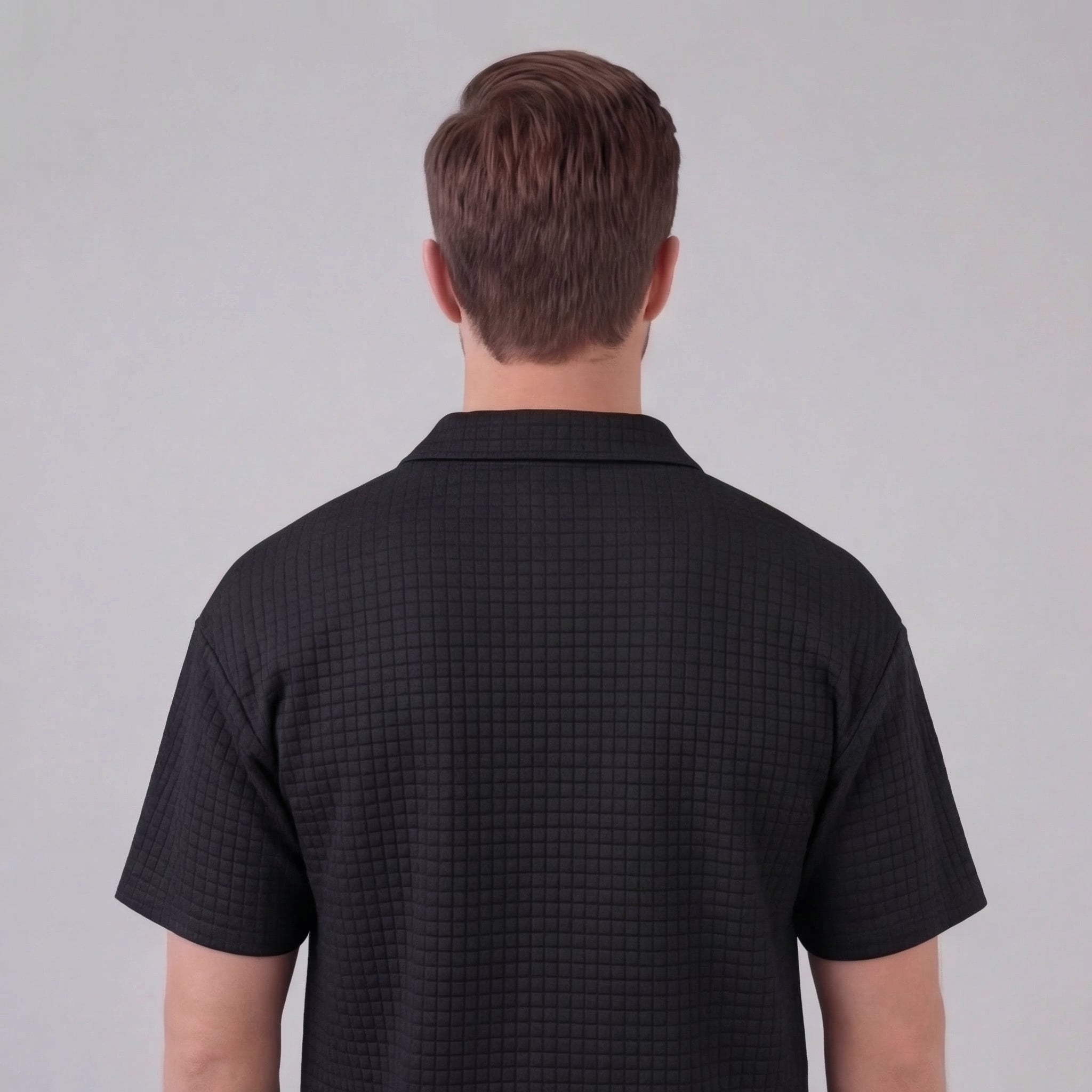 Men's Waffle Texture Zip Polo Shirt Shorts Co-ord Set Summer