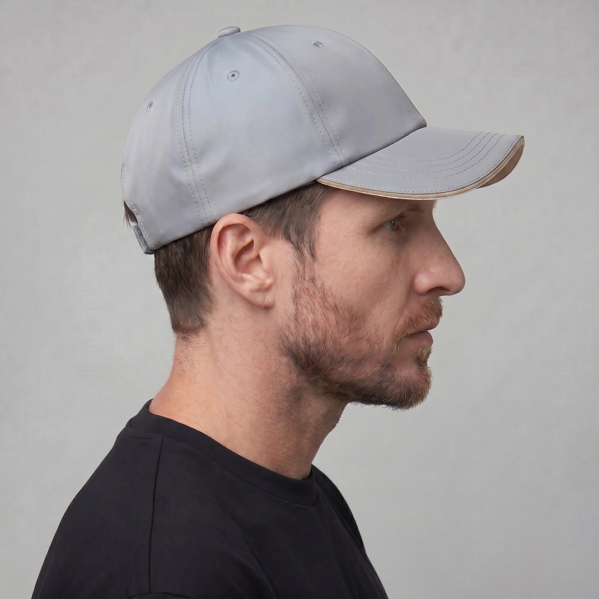 Men's Two Tone Baseball Cap Contrast Trim Adjustable