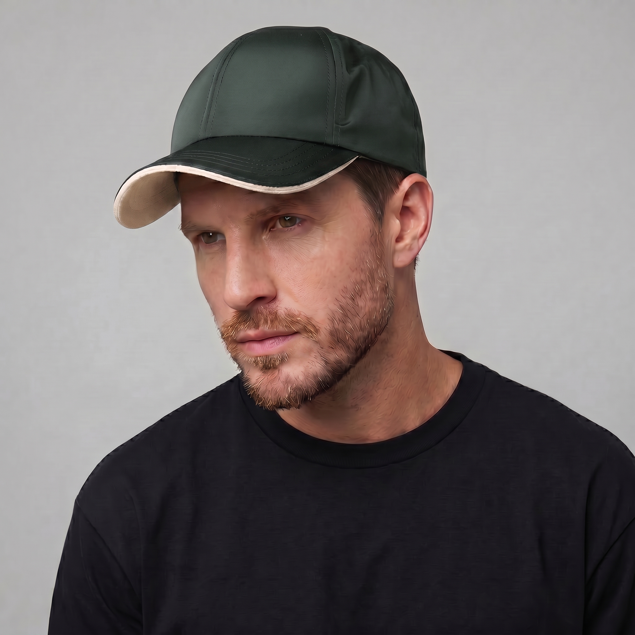 Men's Two Tone Baseball Cap Contrast Trim Adjustable