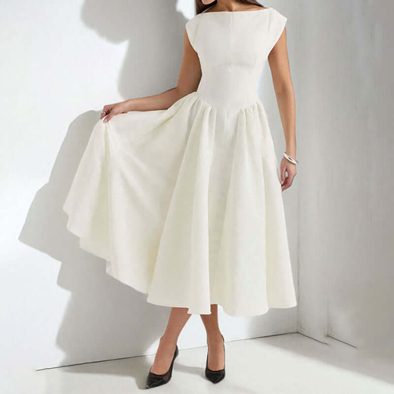 Adele - Structured Cap Sleeve Midi Dress