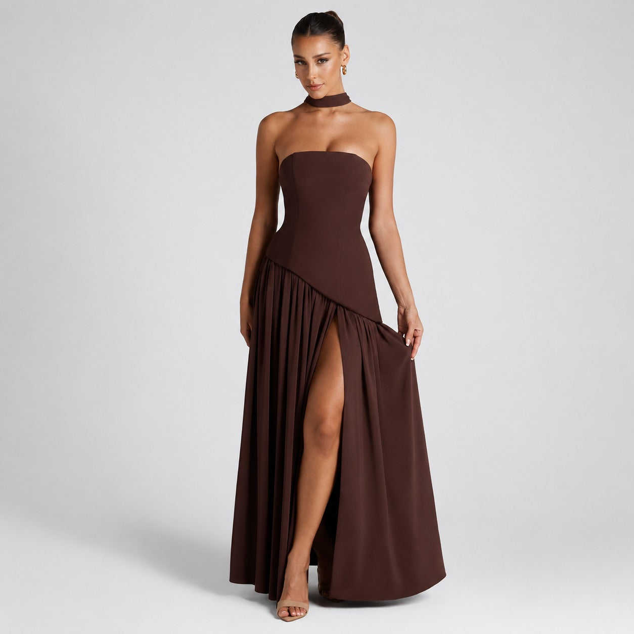 Women’s Velour High Slit Maxi Dress