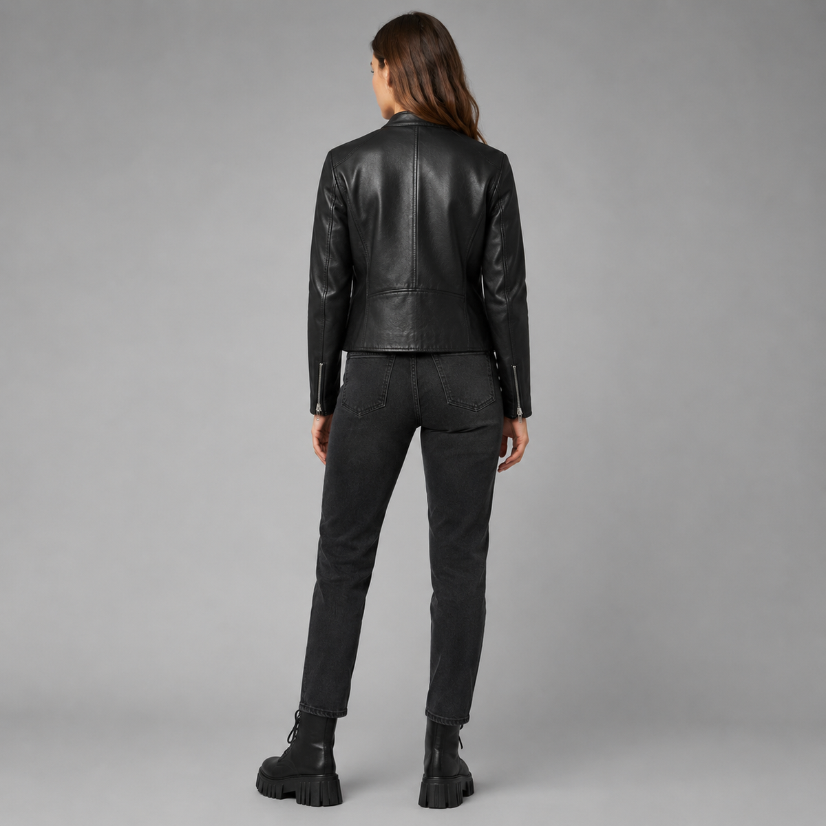 Women’s Chunky Leather Look Combat Boots