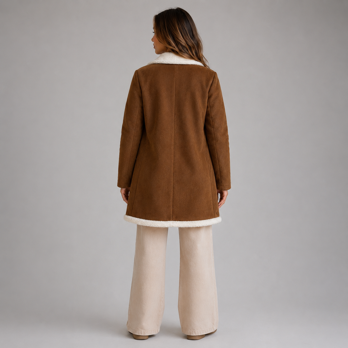 Women’s Suede Look Shearling Coat