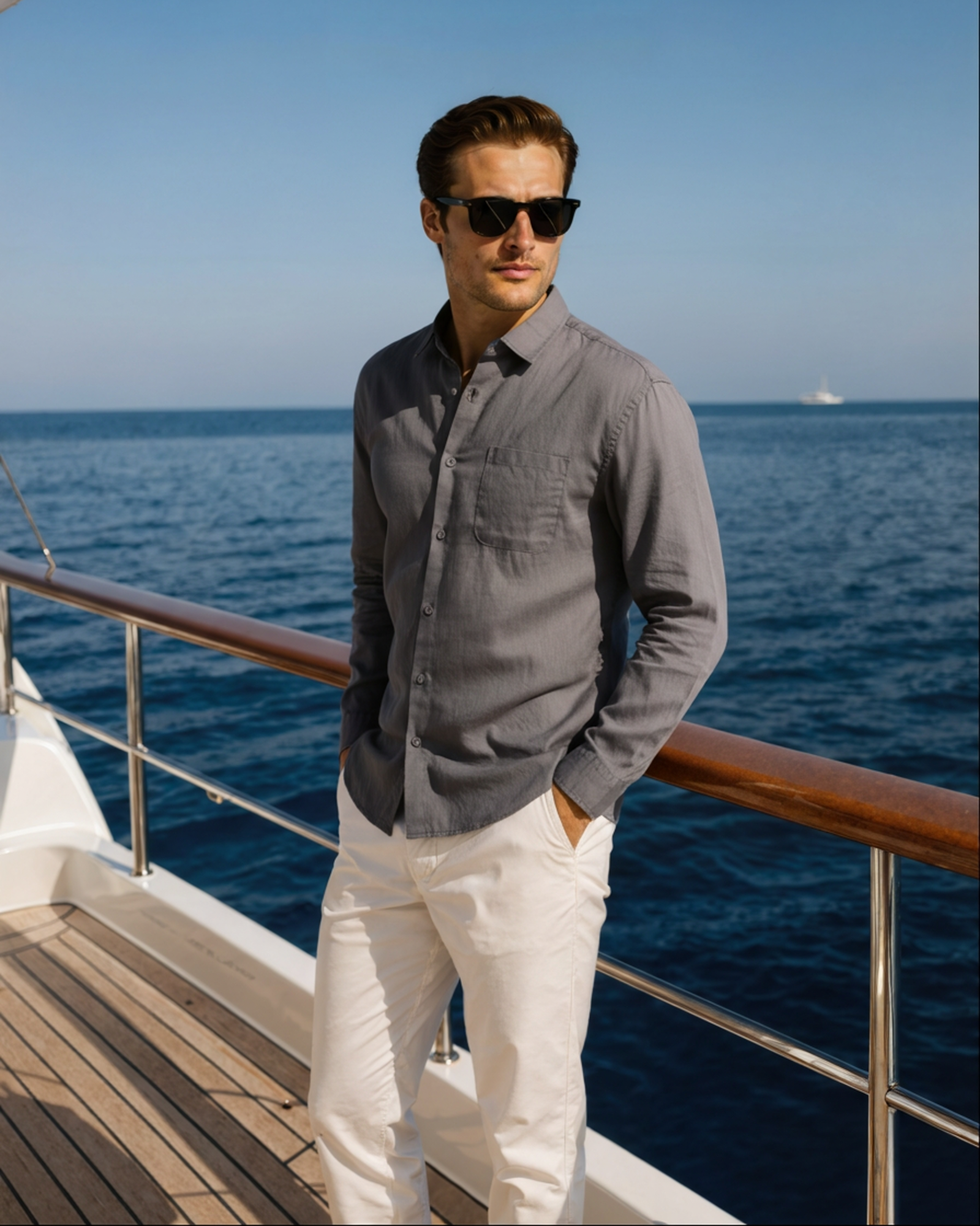The Bellagio Men's Long Sleeve Linen Look Shirt