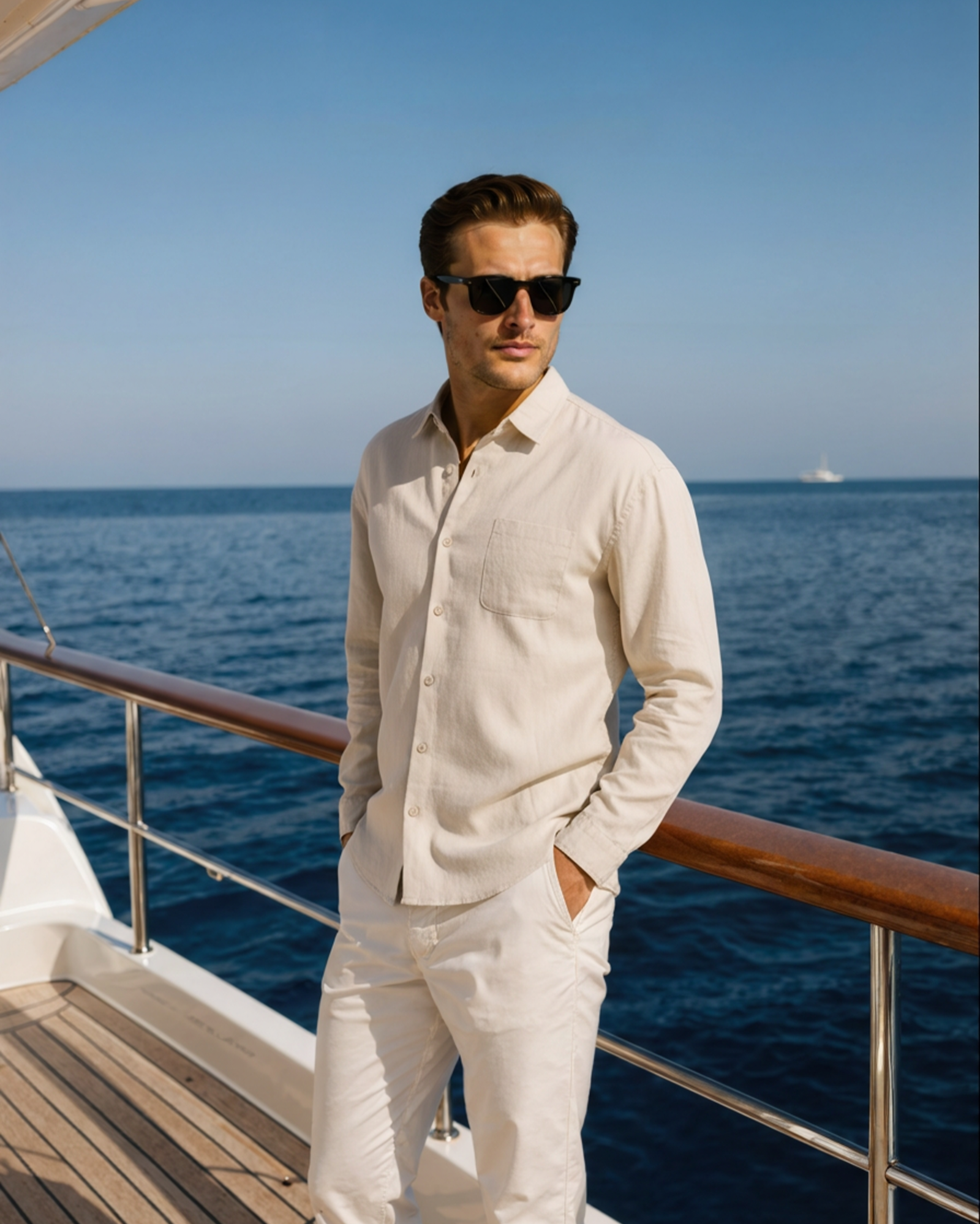 The Bellagio Men's Long Sleeve Linen Look Shirt