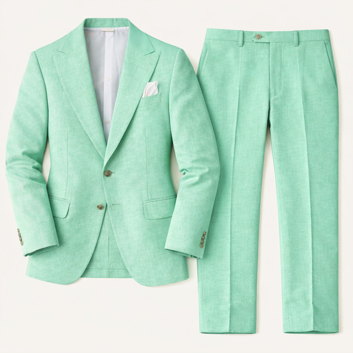 Men's Linen Notch Lapel Two Piece Blazer and Trouser Suit Set