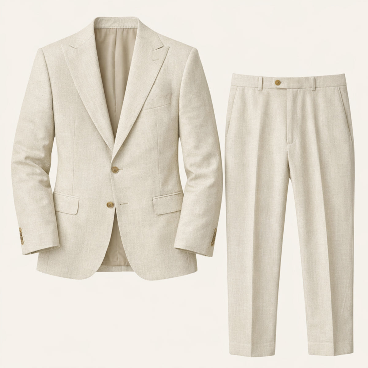Men's Linen Suit, 2 Piece Notch Lapel Blazer & Trousers, Summer Wedding