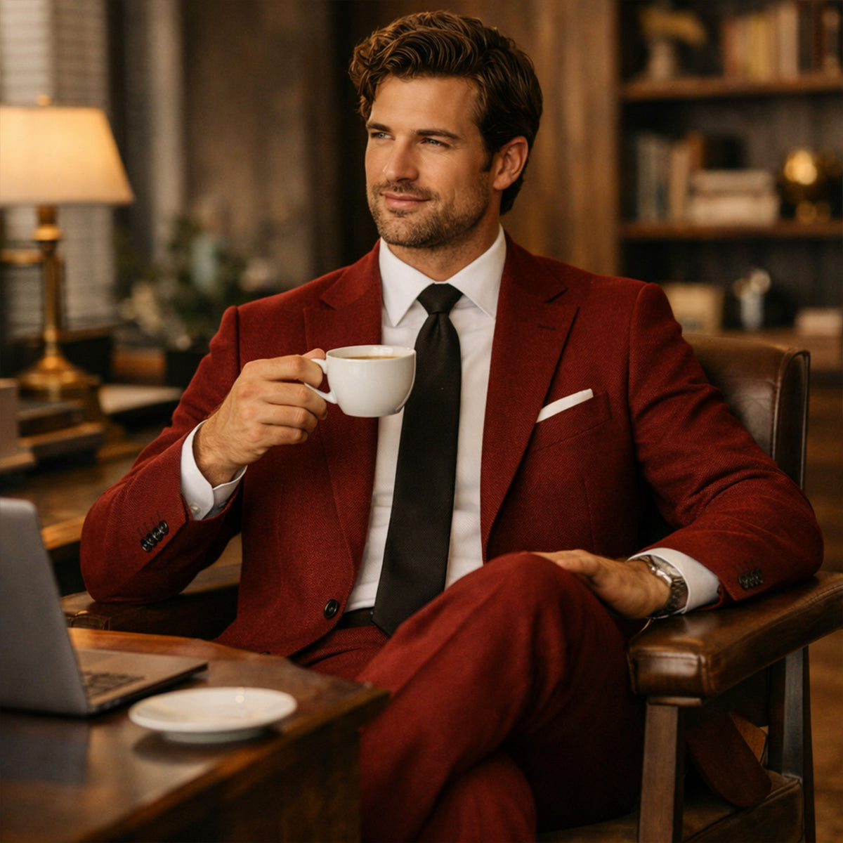 Men's Linen Suit, 2 Piece Notch Lapel Blazer & Trousers, Summer Wedding