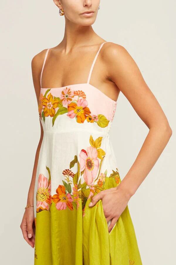 Rosa - Golden Bloom Floral Maxi Dress - Lena Muse