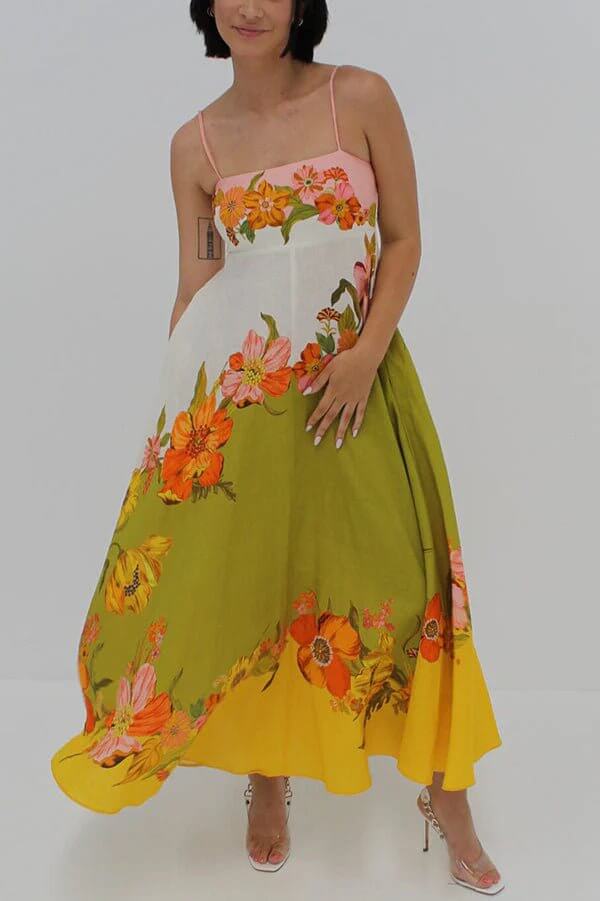 Rosa - Golden Bloom Floral Maxi Dress - Lena Muse