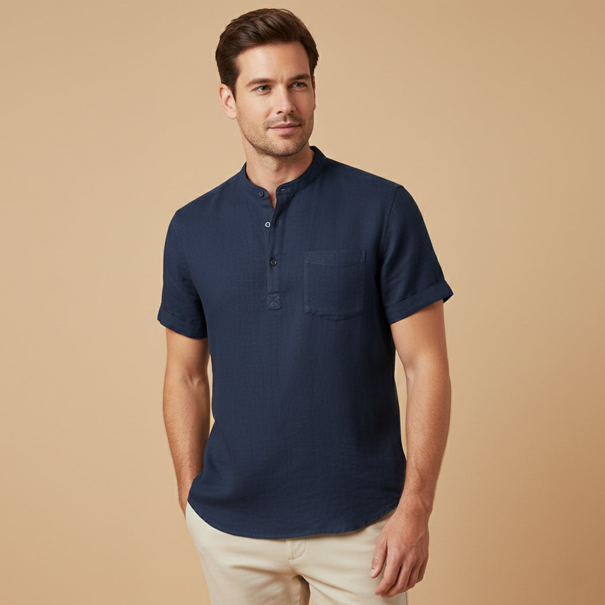 The Capri Men's Casual Henley Short Sleeve Shirt