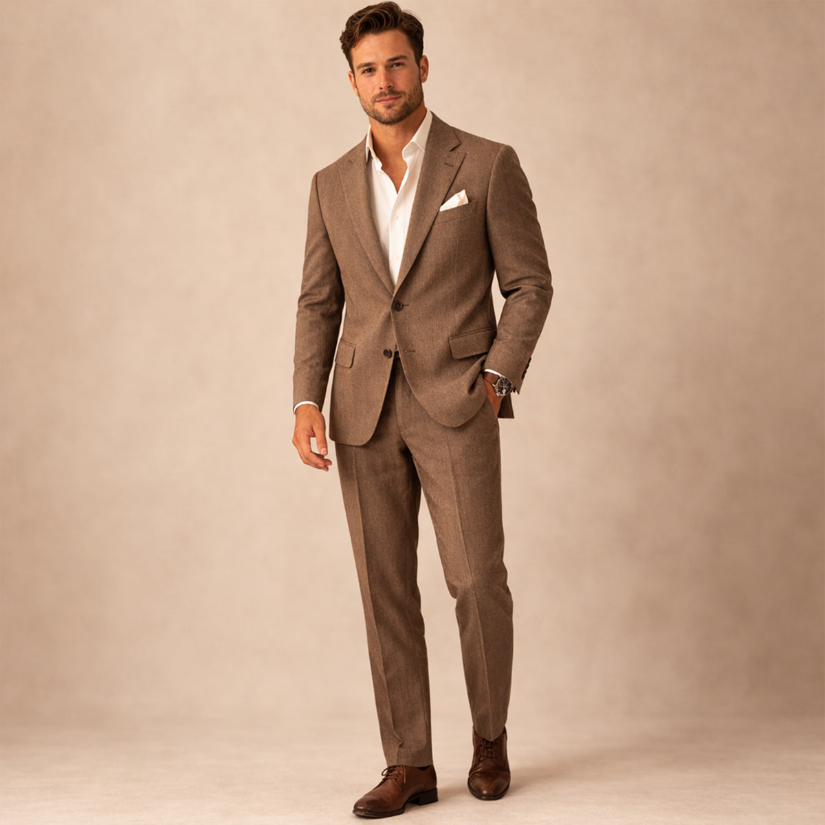 Men's Linen Suit, 2 Piece Notch Lapel Blazer & Trousers, Summer Wedding
