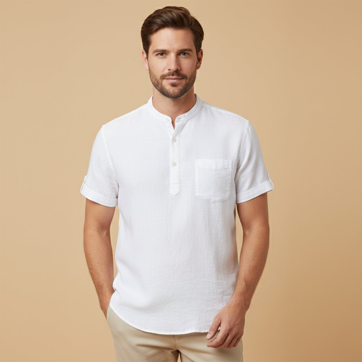 The Capri Men's Casual Henley Short Sleeve Shirt